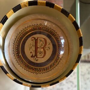 Sophisticated Monogrammed Plate with Gold and Brown Accents